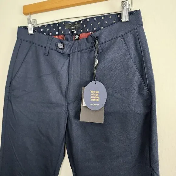 Ted Baker London Navy Blue Slim Fit Plain Dress Pants Trouser Mens NWT 28R 28x30